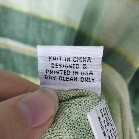 Ma+ch Marika Charles Womens Green Striped Dyed V-Neck Cotton Top Size 3 - Picture 6 of 6